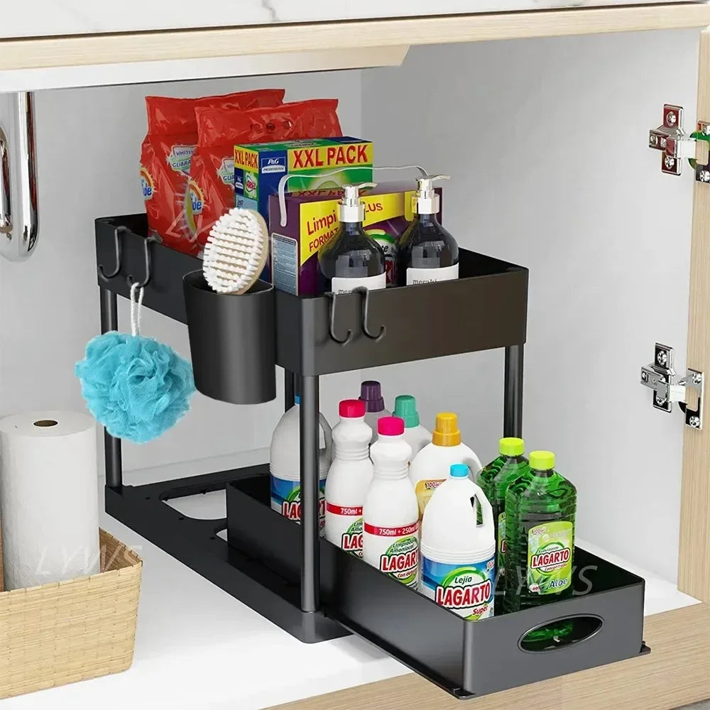 2-Tier Under Sink Organizer – Space-Saving Storage Rack