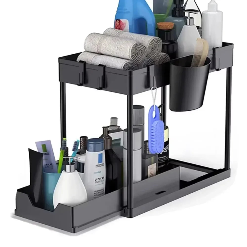 2-Tier Under Sink Organizer – Space-Saving Storage Rack