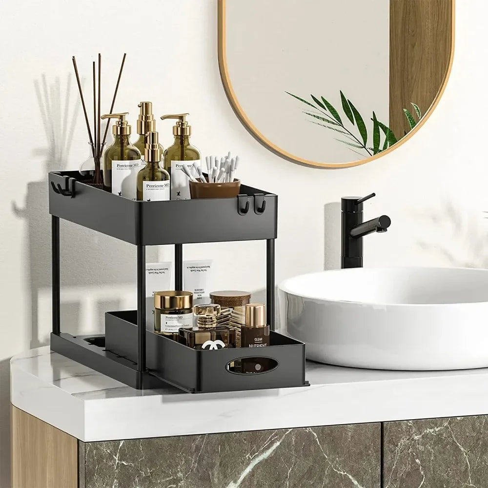 2-Tier Under Sink Organizer – Space-Saving Storage Rack