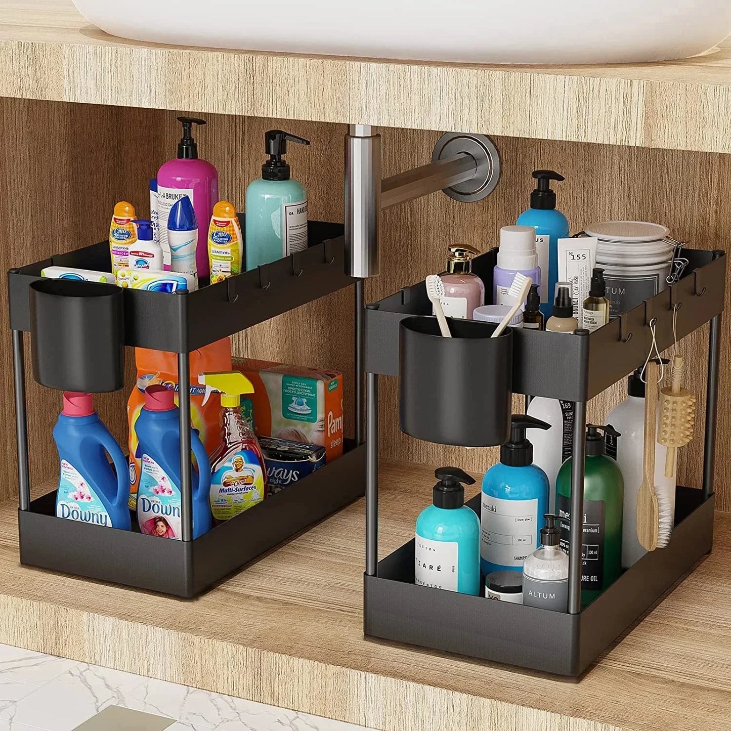 2-Tier Under Sink Organizer – Space-Saving Storage Rack